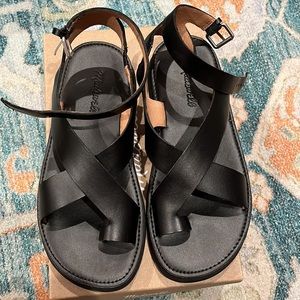 Madewell Natasha Flatform Sandal in Vachetta Leather - True Black Sz 8